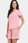 Zivame Joyful Jingles Knit Cotton Shorts Set - Quartz Pink — thumbnail 3